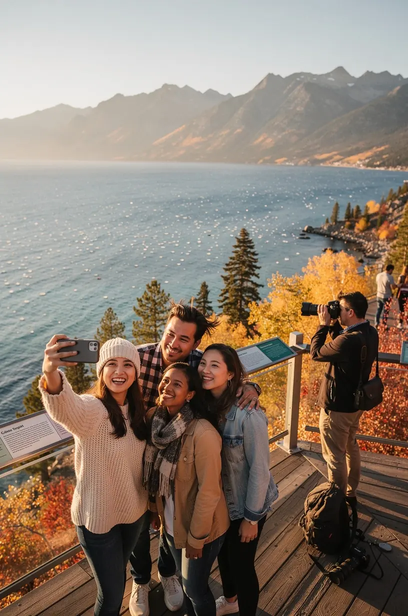 Информационный стенд и касса у входа на временную обзорную площадку с описанием услуг и правил посещения.